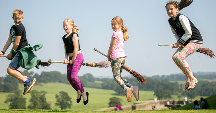 children enjoying a magical Harry Potter inspired flying lesson at Alnwick Castle